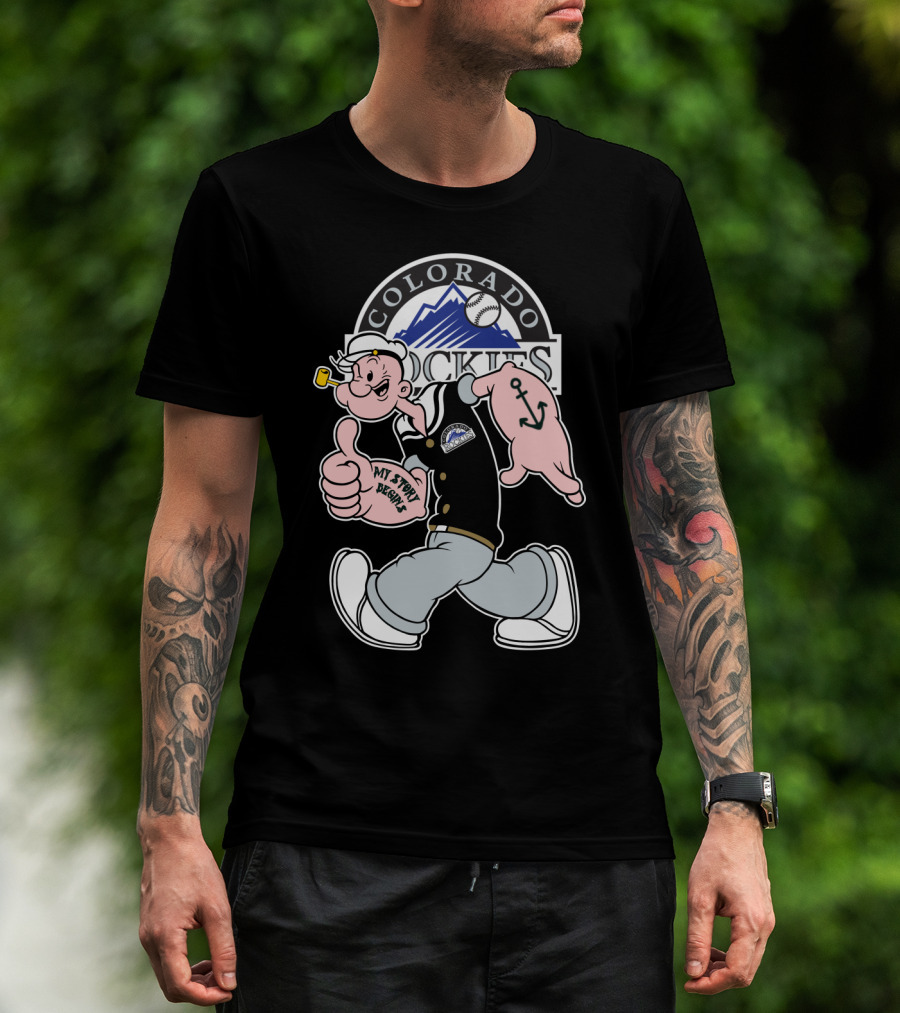 Colorado Rockies Popeye Mlb Crossover My Story Begins T-Shirt