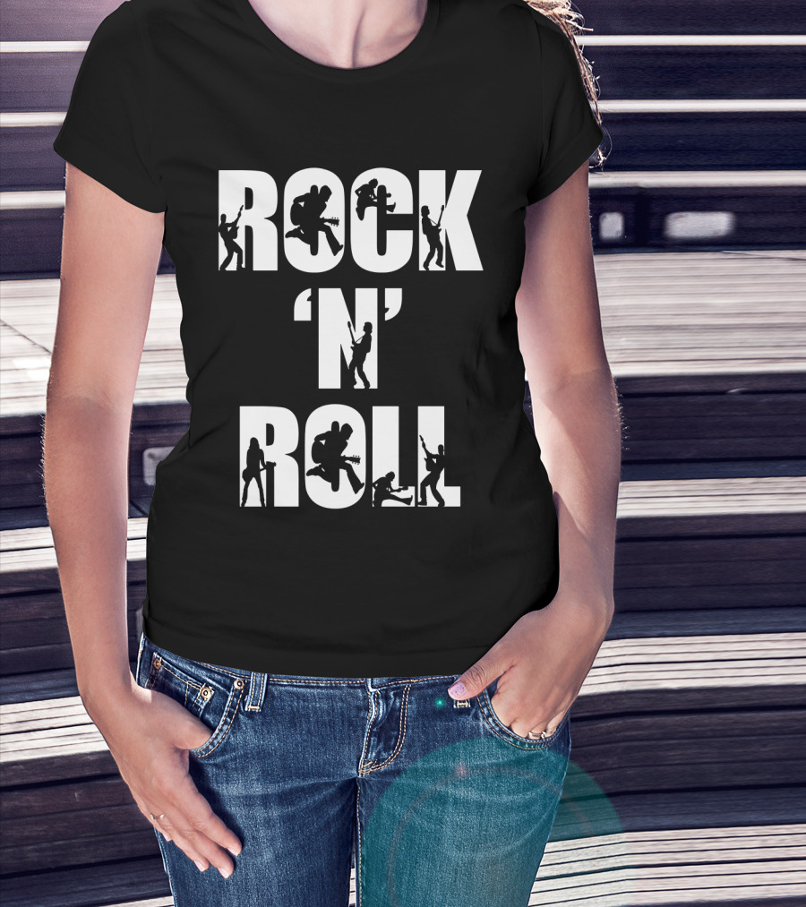 Rock 'N' Roll Guitarist Silhouette Icons T-Shirt