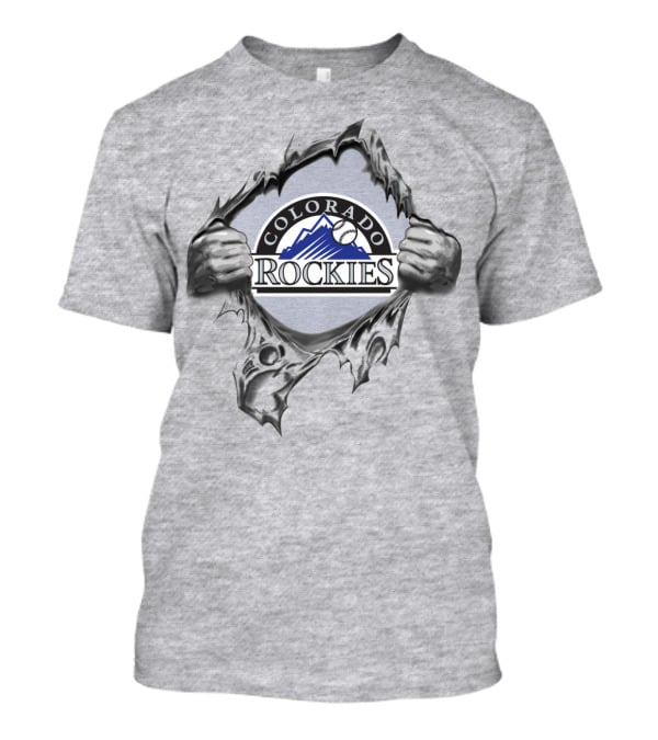 Colorado Rockies Baseball Logo With Ripped Effect And Classic Mountain T-Shirt