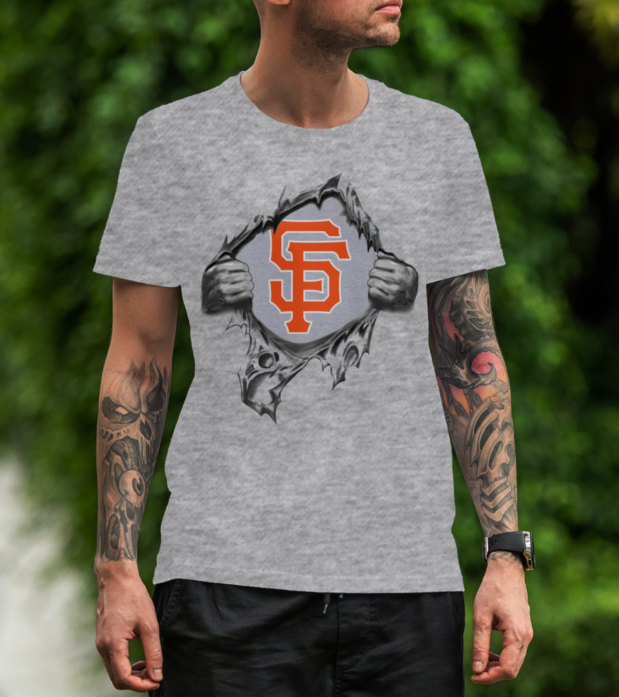 San Francisco Giants Logo Ripping Through Gray T-Shirt
