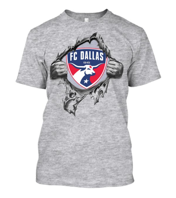 Fc Dallas 96 Bull Logo With Hands Ripping Through Surface T-Shirt