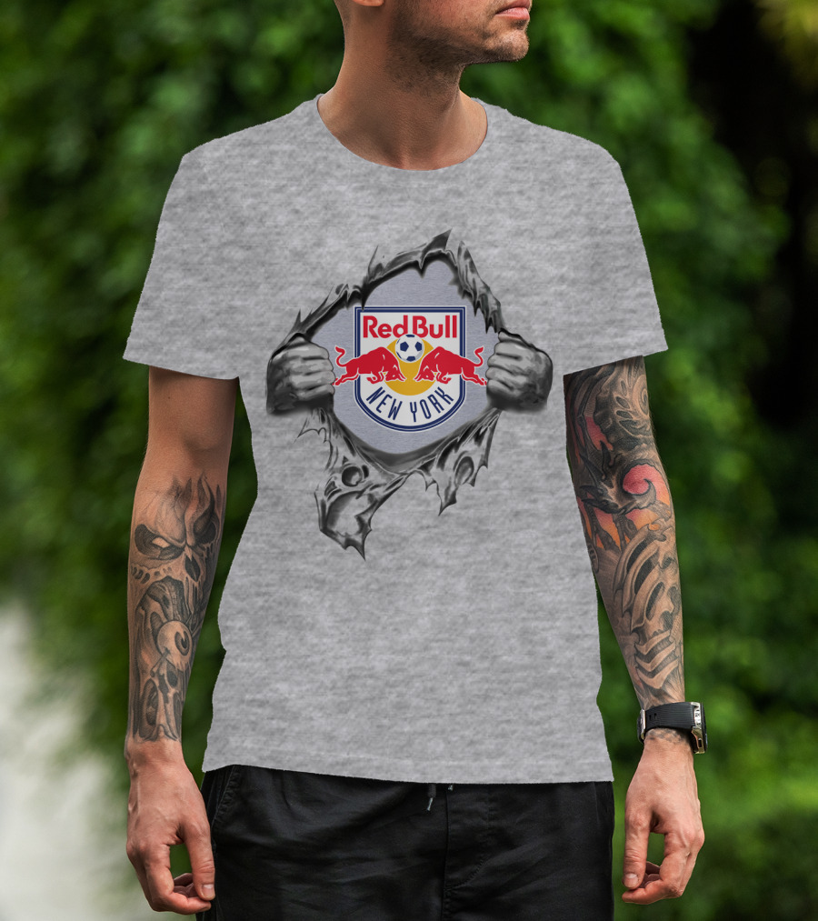 New York Red Bulls Logo With Ripped Effect T-Shirt