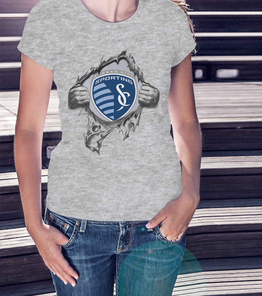 Sporting Kansas City Soccer Badge Rip T-Shirt