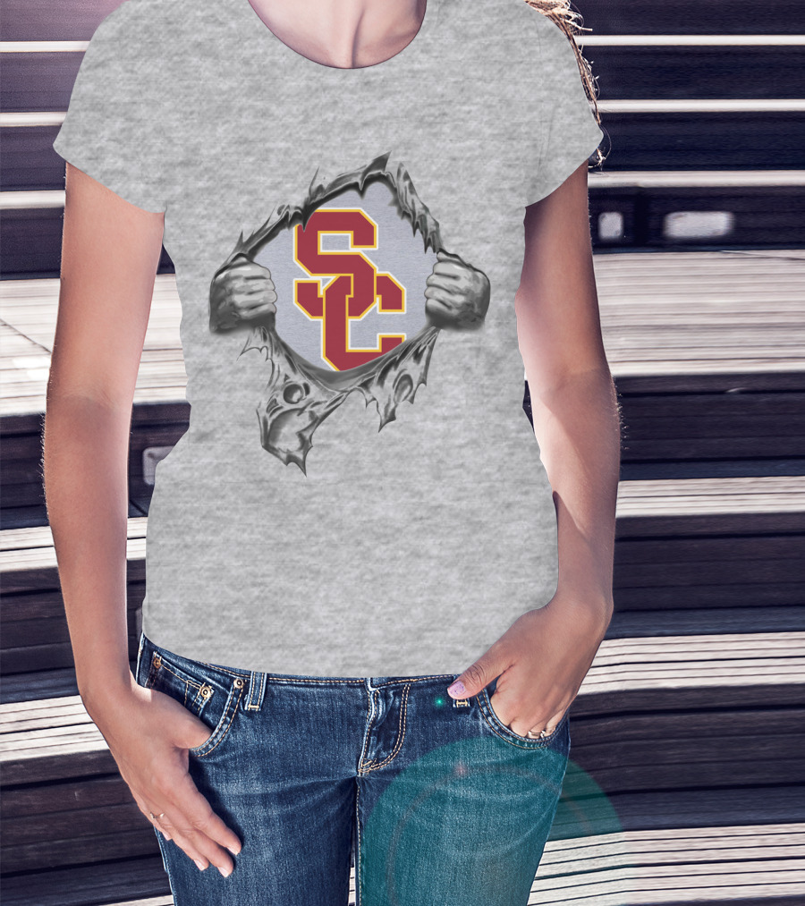 Sc Usc Trojans Ripped Skin T-Shirt