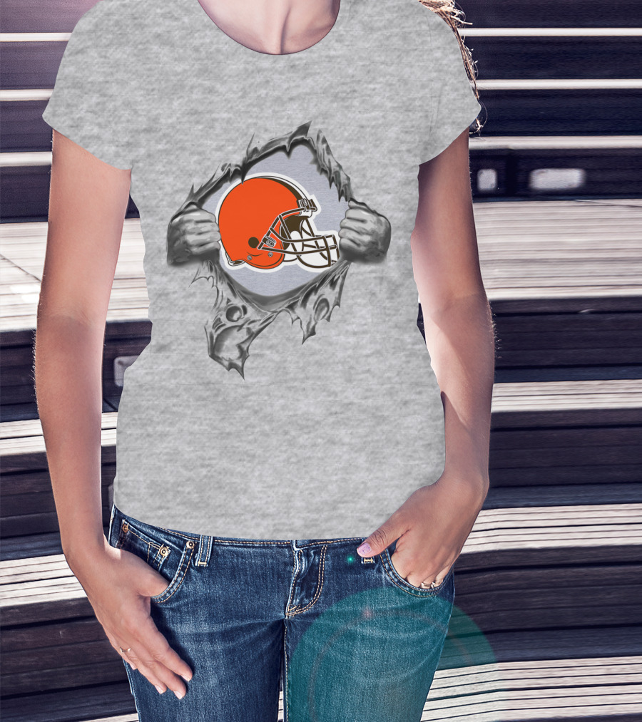 Cleveland Browns Helmet Burst Through T-Shirt