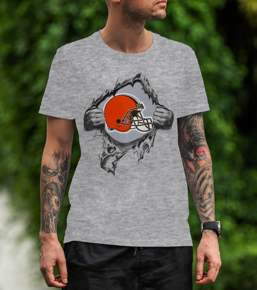 Cleveland Browns Helmet Burst Through T-Shirt