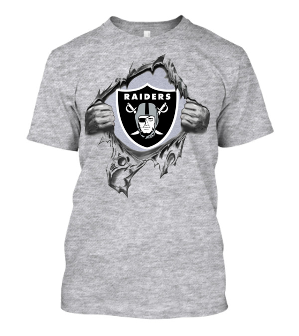 Oakland Raiders Shield With Ripped Effect And Hands T-Shirt