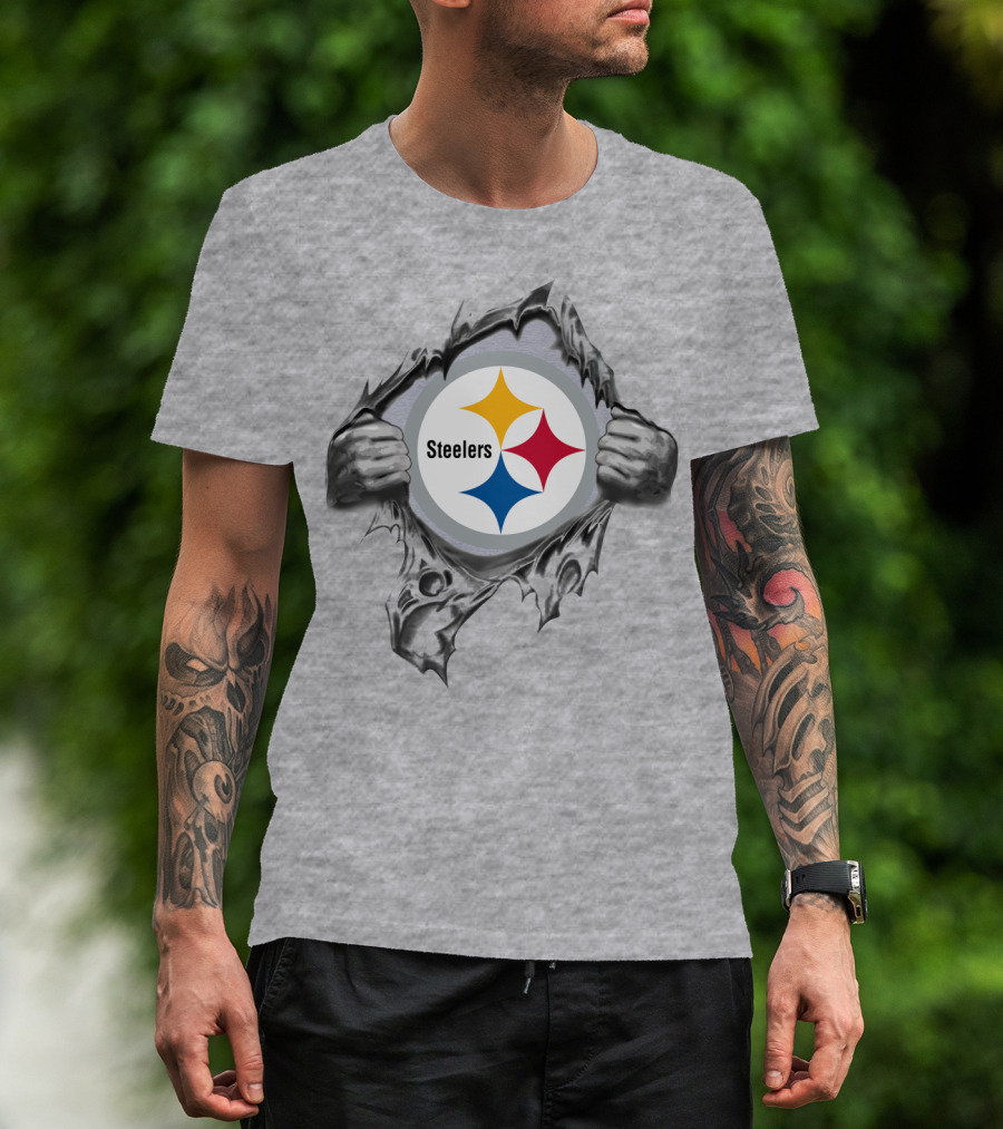 Pittsburgh Steelers Logo With Tearing Hands T-Shirt
