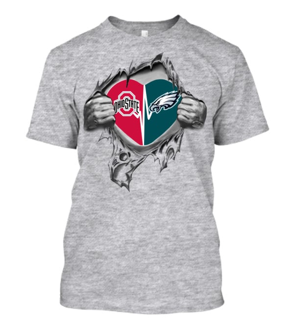 Ohio State Buckeyes And Philadelphia Eagles Heart T-Shirt