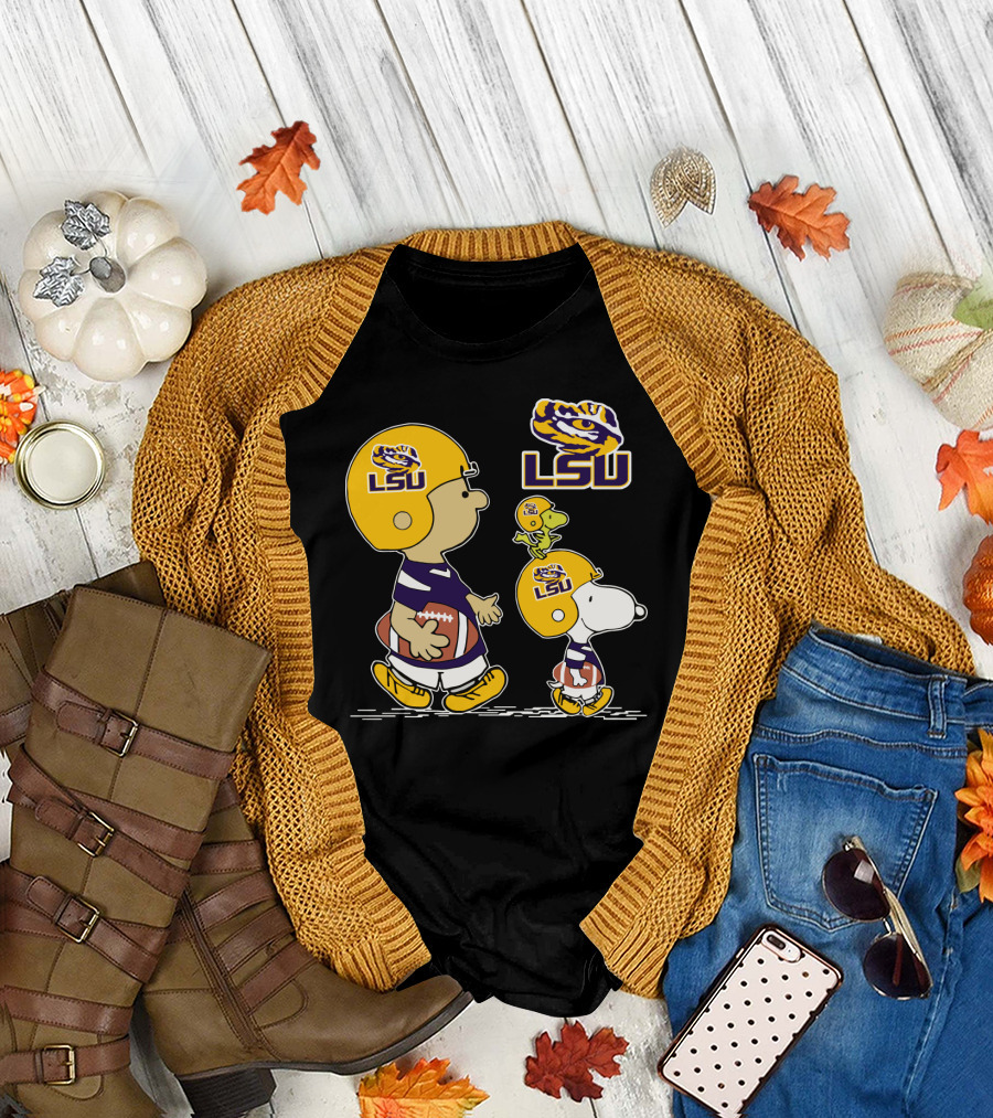 Lsu Tigers Football Peanuts Characters In Helmets T-Shirt