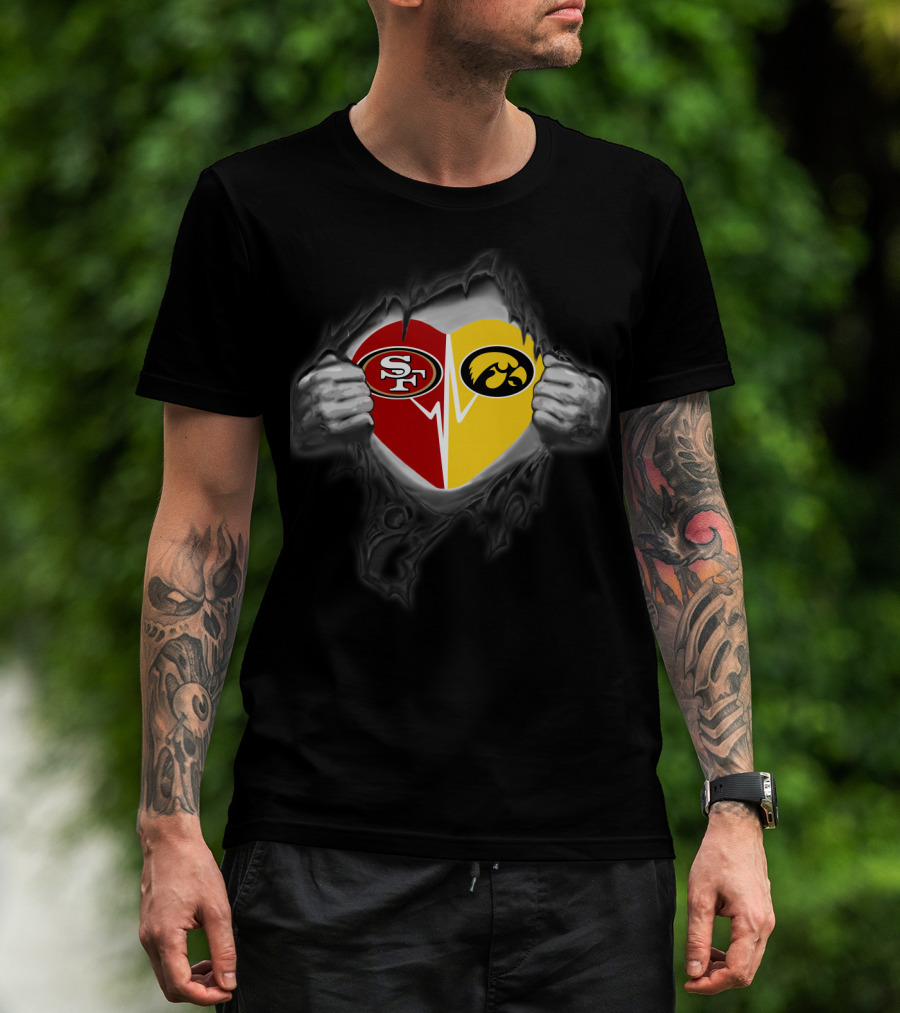 Iowa Hawkeyes San Francisco 49ers Heart Logo Fusion T-Shirt
