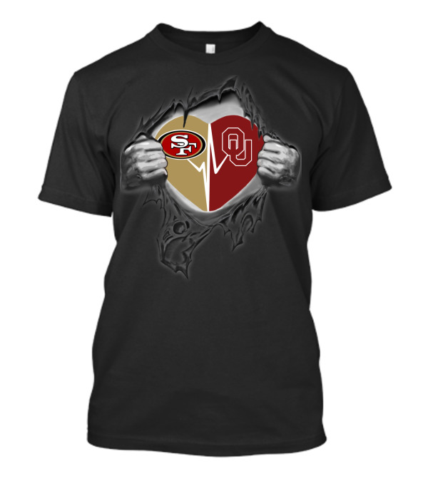 Oklahoma Sooners San Francisco 49ers Heartbeat Fan Passion T-Shirt