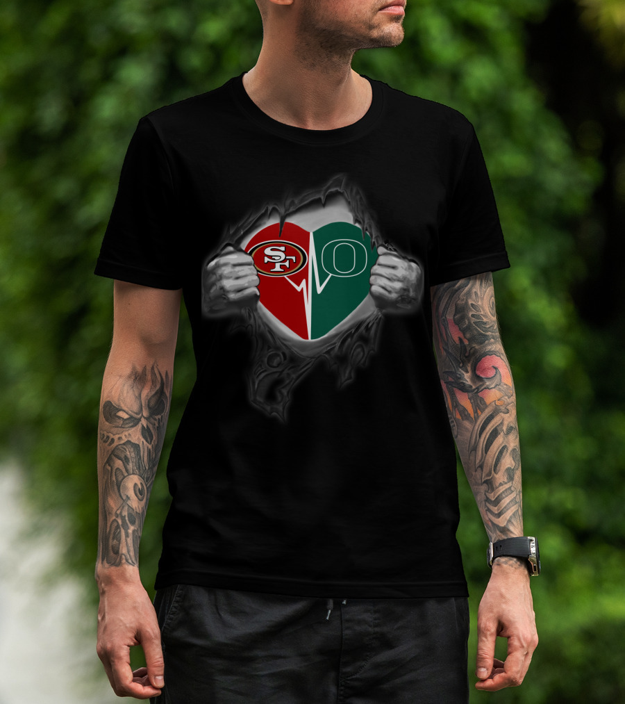 Oregon Ducks San Francisco 49ers Heart T-Shirt