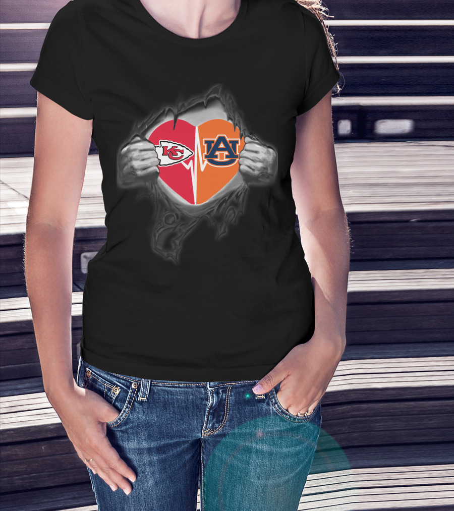 Kansas City Chiefs Auburn University Heartbeat T-Shirt