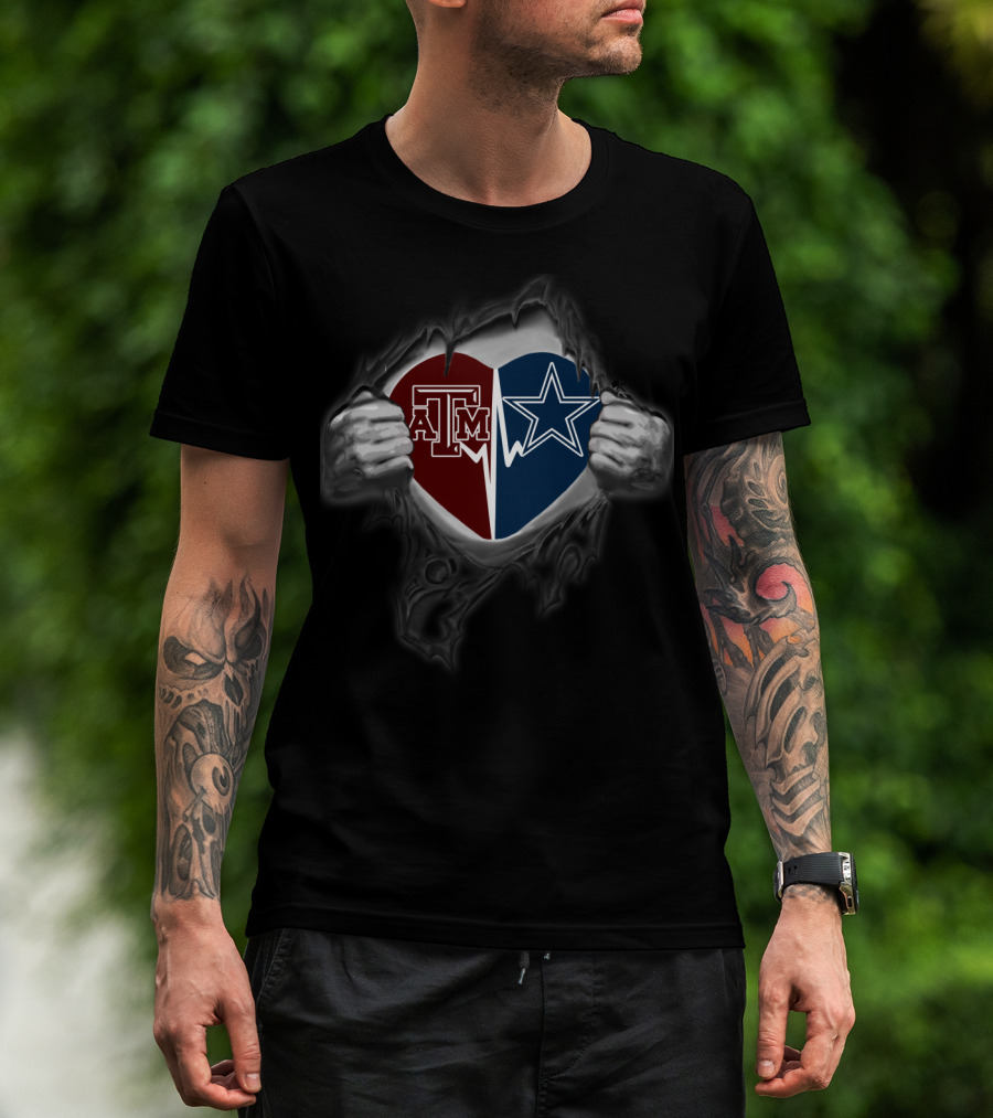 Texas A&M Aggies Cowboys Dual Heart T-Shirt