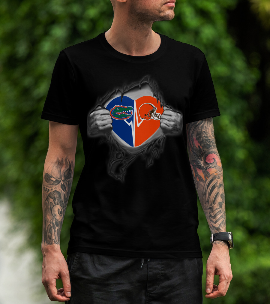 Cleveland Browns Florida Gators Heart Logo Reveal T-Shirt