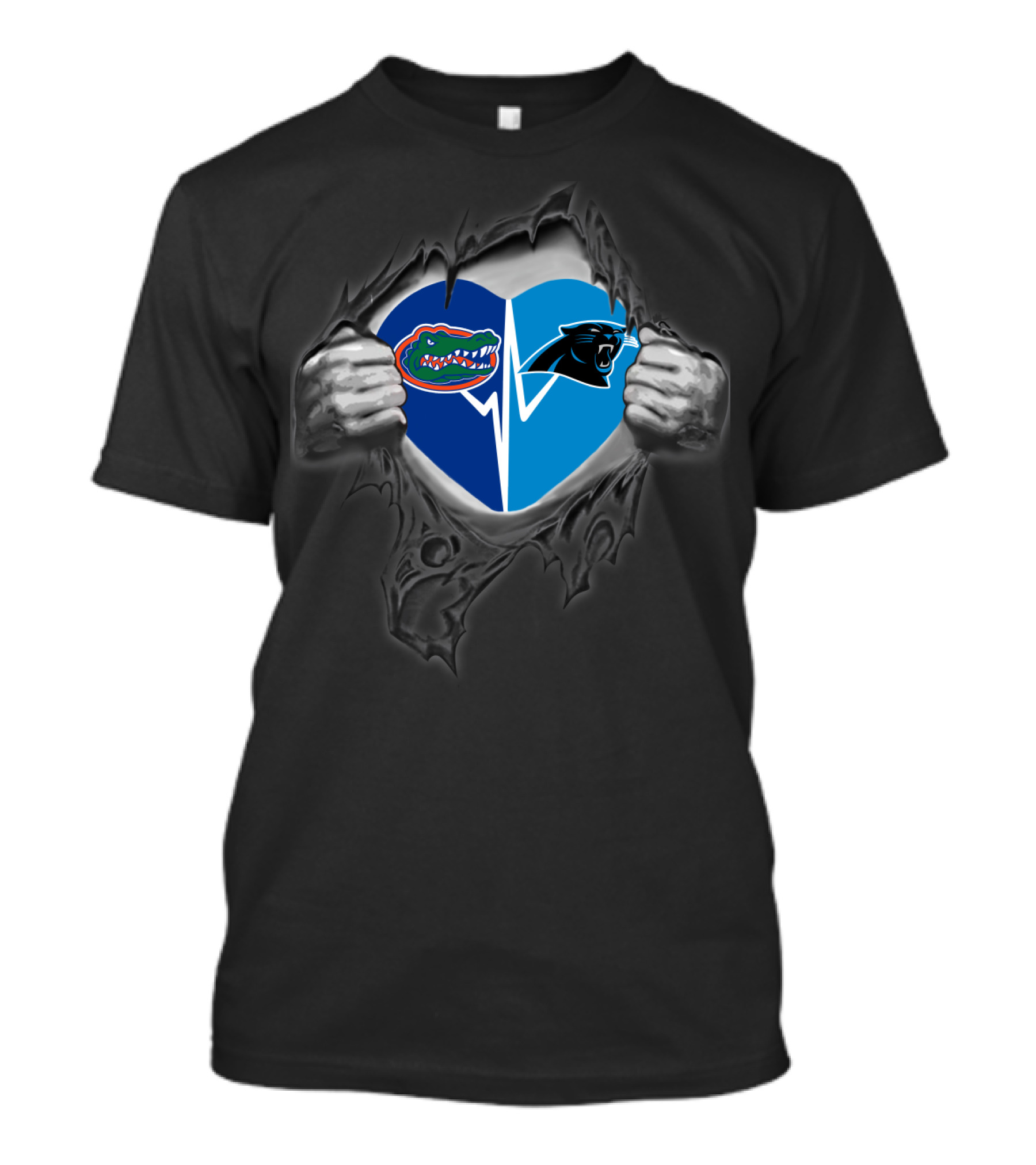 Florida Gators Carolina Panthers Heartbeat Fan Pride T-Shirt