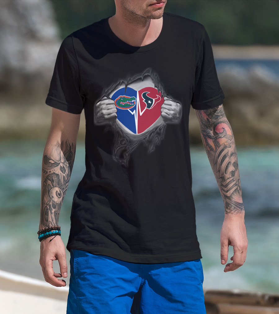 Houston Texans Florida Gators Heart T-Shirt