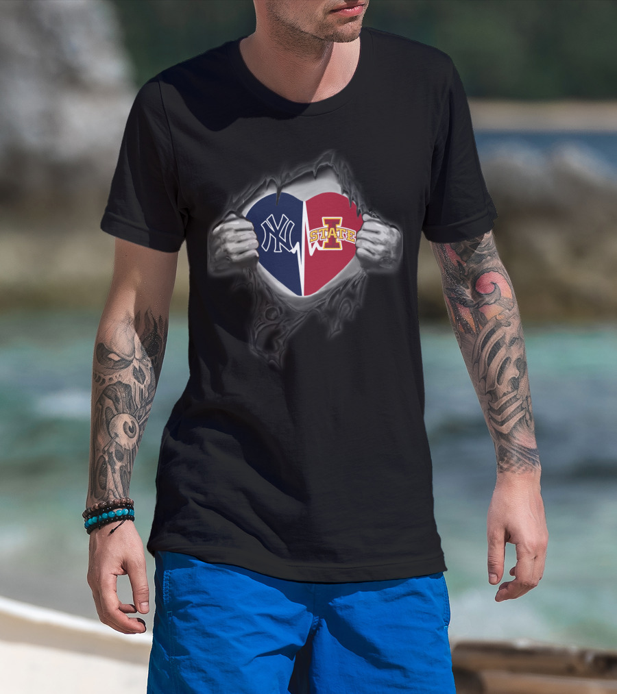 Yankees Iowa State Cyclones Heart T-Shirt