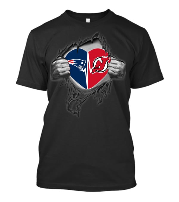 Patriots And New Jersey Devils Heart T-Shirt