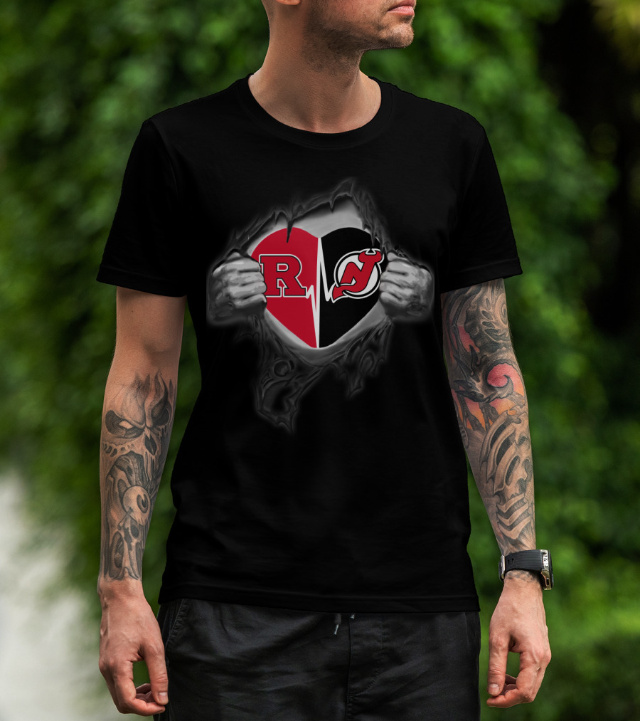Rutgers Scarlet Knights New Jersey Devils Heart T-Shirt