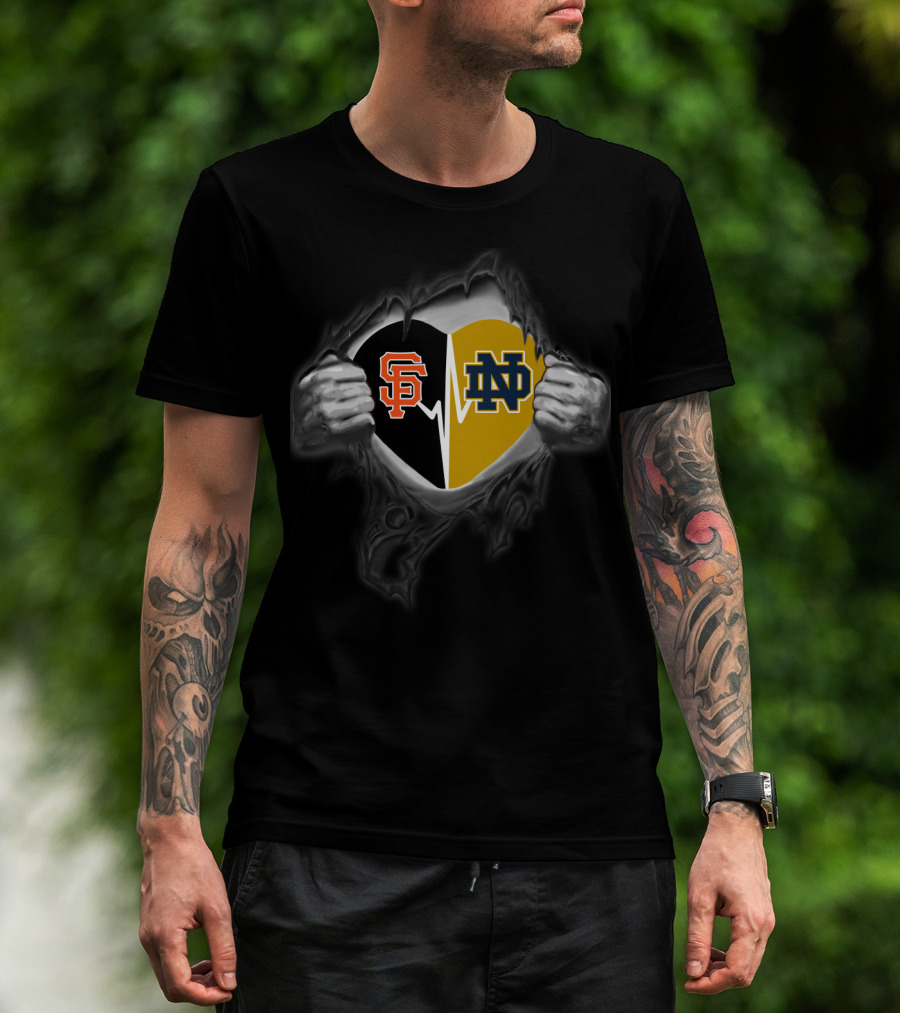 San Francisco Giants Notre Dame Fighting Irish Heart T-Shirt