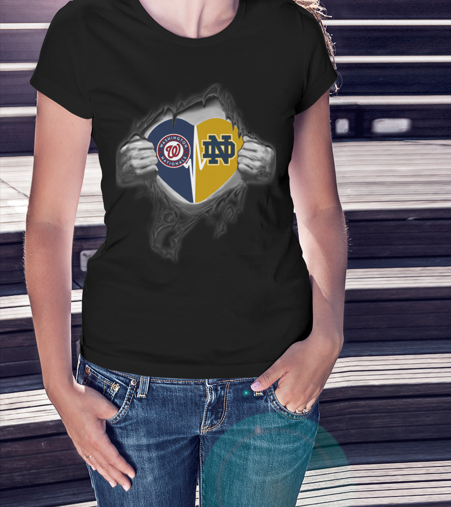 Washington Nationals Notre Dame Heart Combo T-Shirt