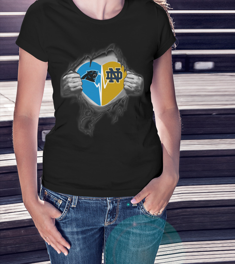 Panthers Nd Heart Inside Steel Rip T-Shirt
