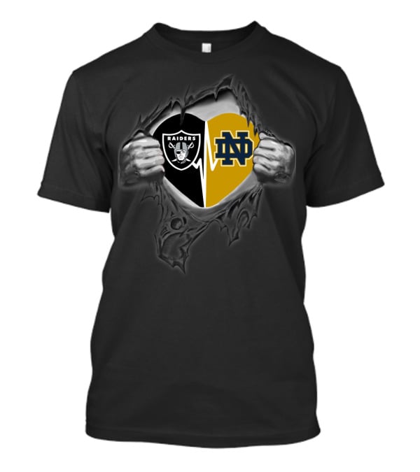 Raiders And Notre Dame Heartbeat Dual T-Shirt