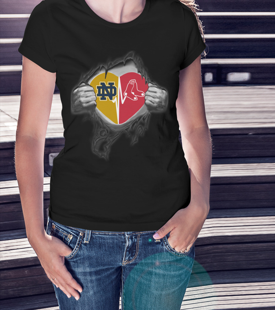 Notre Dame Boston Red Sox Heart T-Shirt