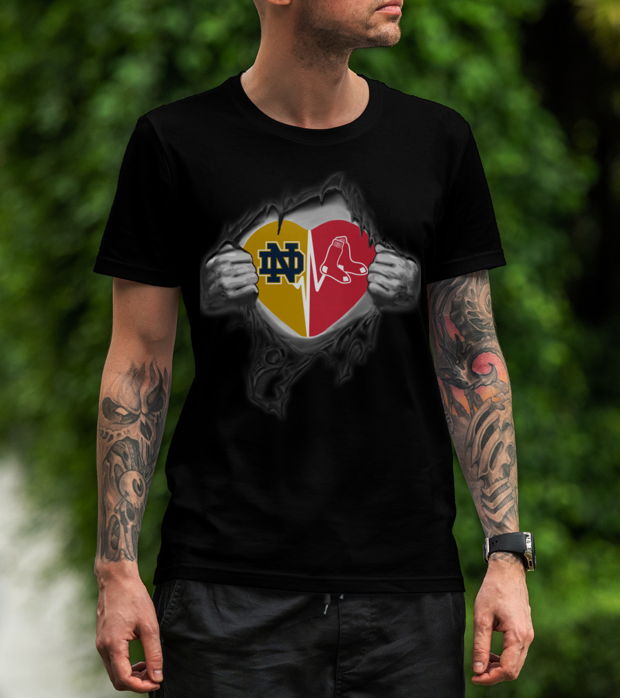 Notre Dame Boston Red Sox Heart T-Shirt