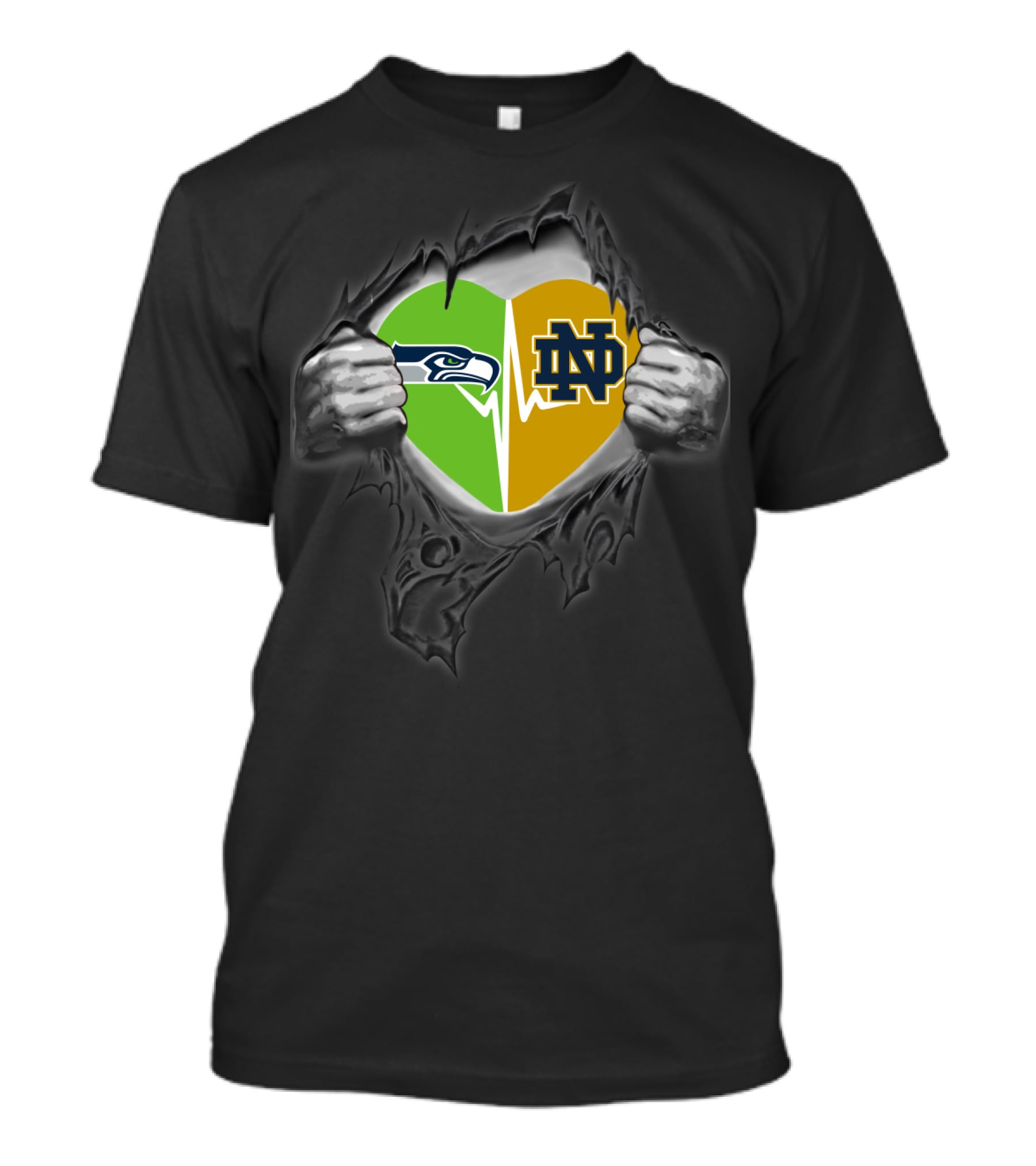 Seahawks Notre Dame Heart Logo Combo T-Shirt