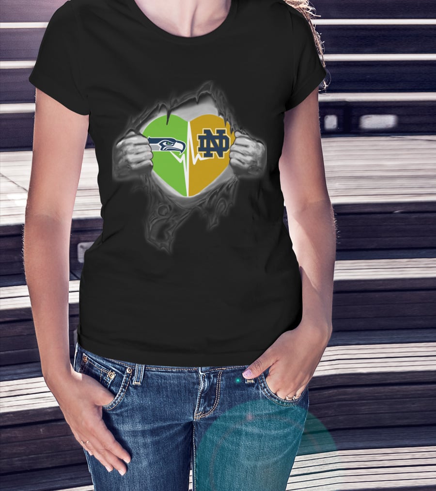 Seahawks Notre Dame Heart Logo Combo T-Shirt