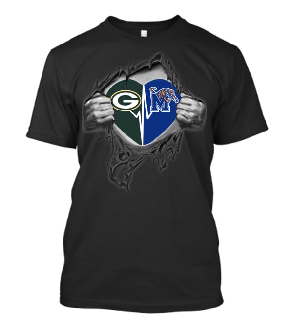 Packers Heart Memphis Tigers Passion Logo Fusion T-Shirt