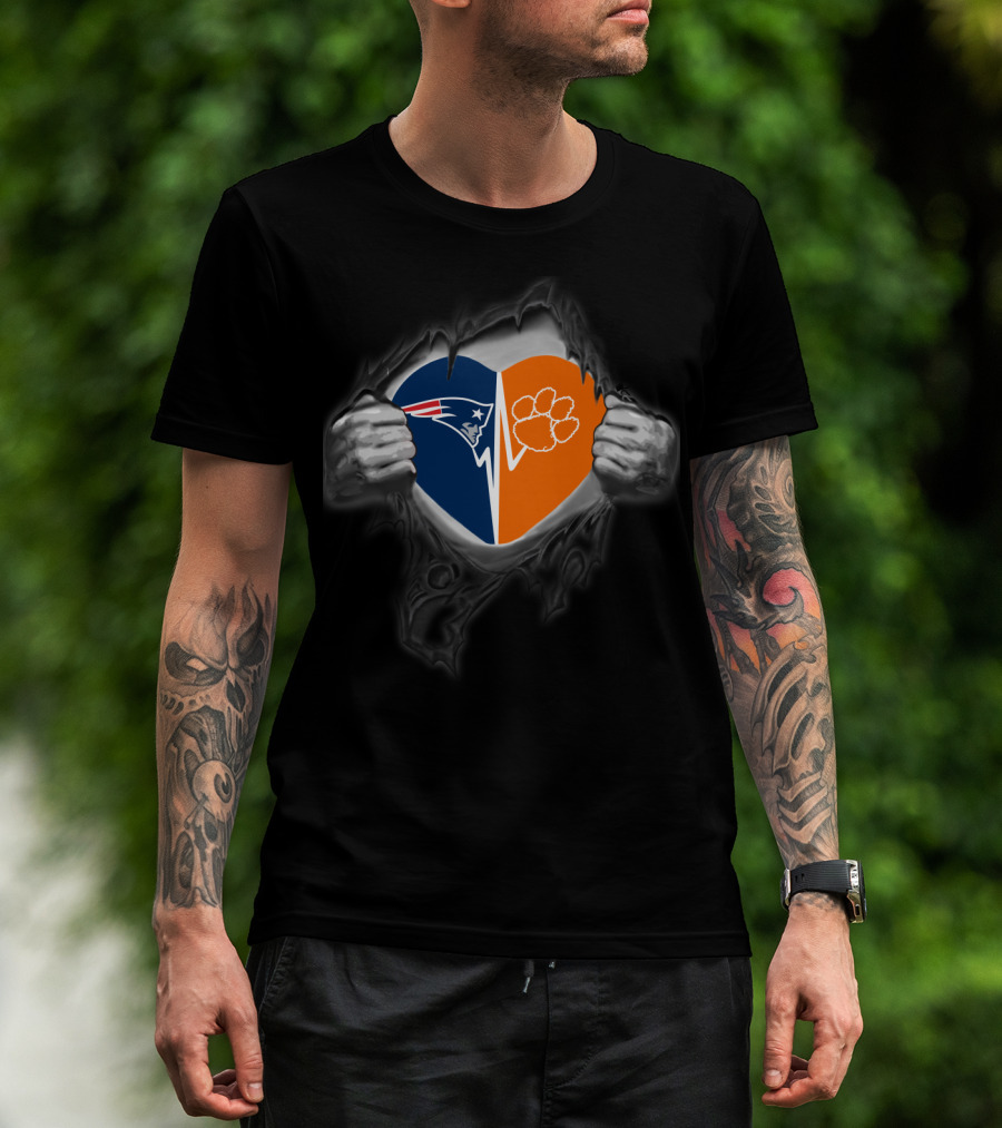 Patriots Clemson Tigers Heart Logo Rip T-Shirt