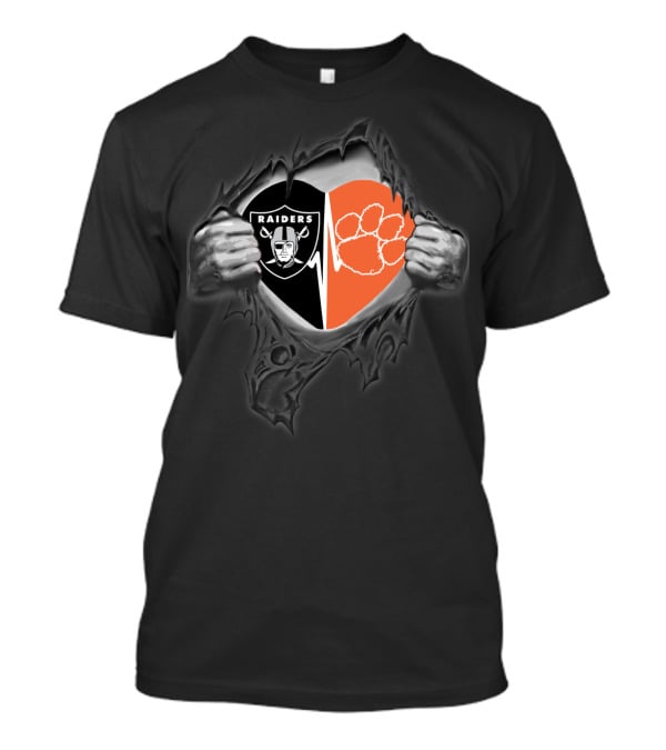 Raiders Clemson Tigers Heart Torn Reveal T-Shirt