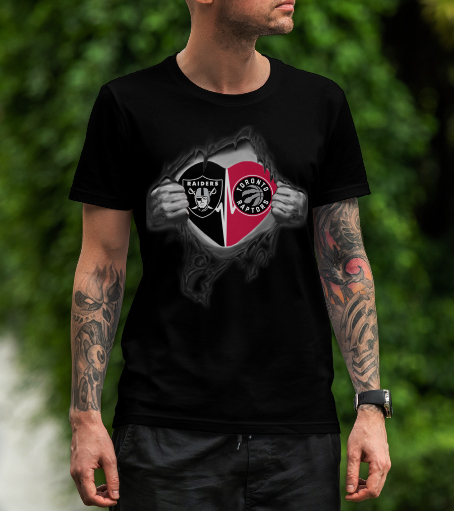 Raiders Toronto Raptors Combo Fan Tearing T-Shirt