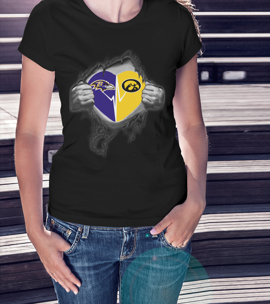 Baltimore Ravens Iowa Hawkeyes Heart T-Shirt