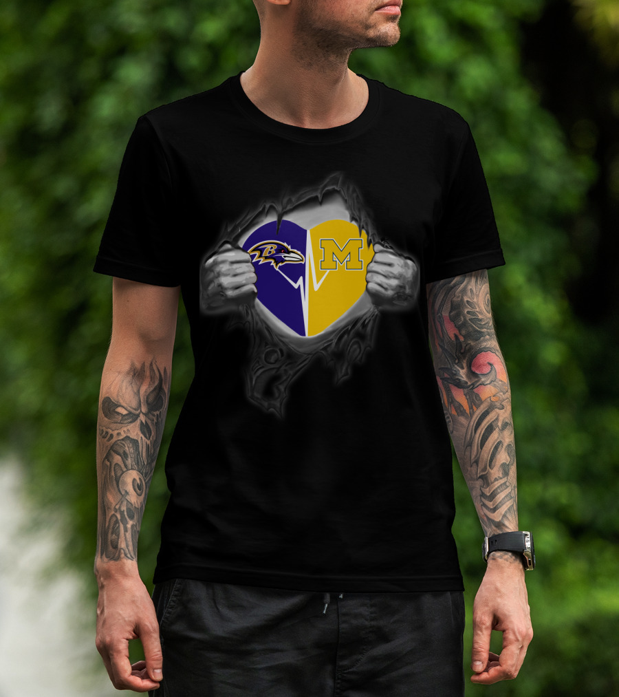 Ravens Heart Michigan Wolverines T-Shirt