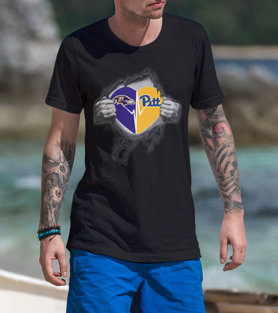 Ravens Heart Pittsburgh Panthers Pitt Split T-Shirt