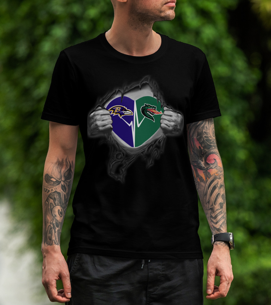 Ravens Uab Blazers Heart Logo Fusion T-Shirt