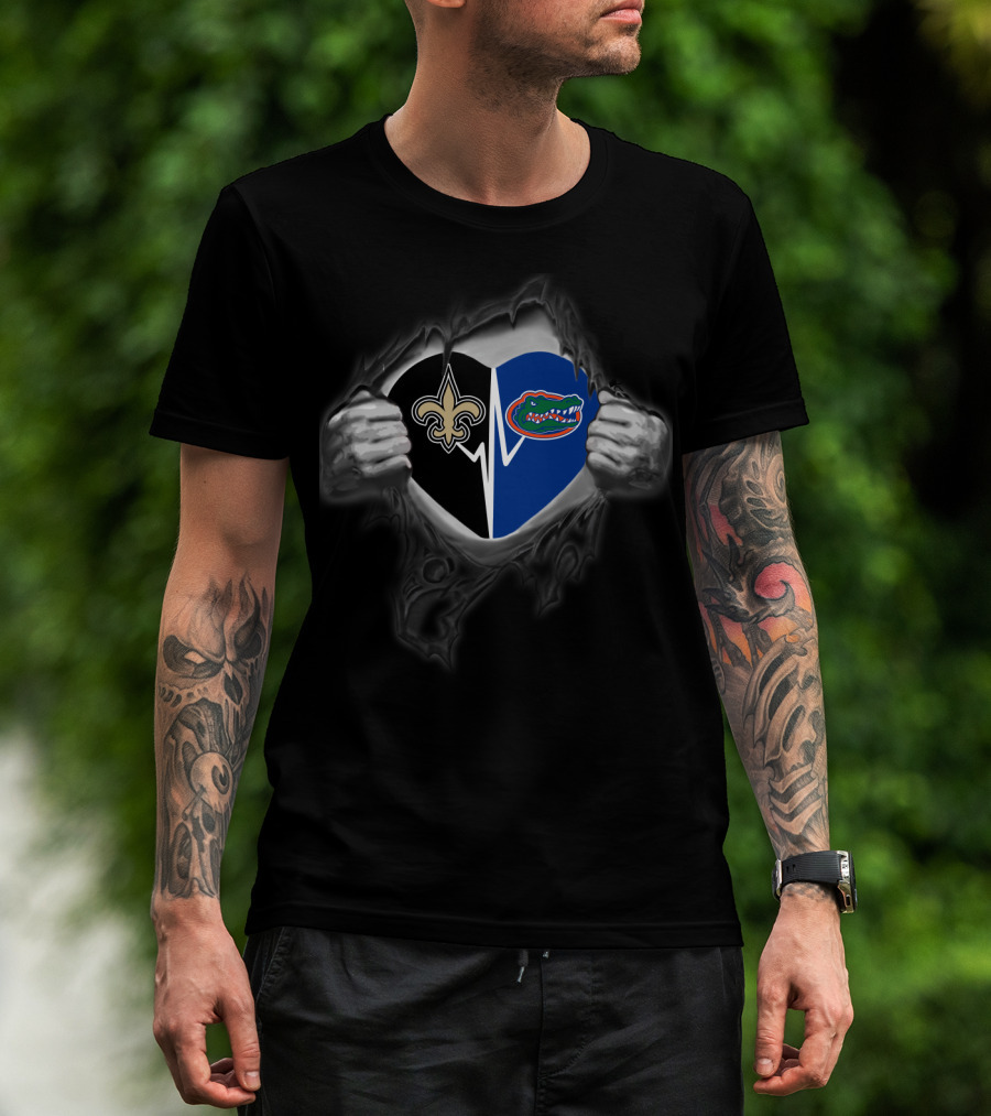 New Orleans Saints Florida Gators Heart T-Shirt