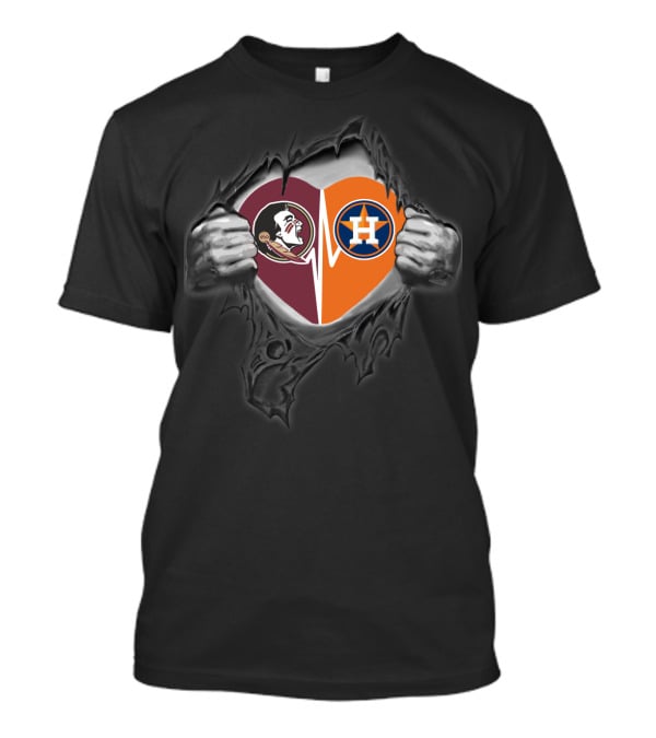 Florida State Seminoles Houston Astros Heart T-Shirt