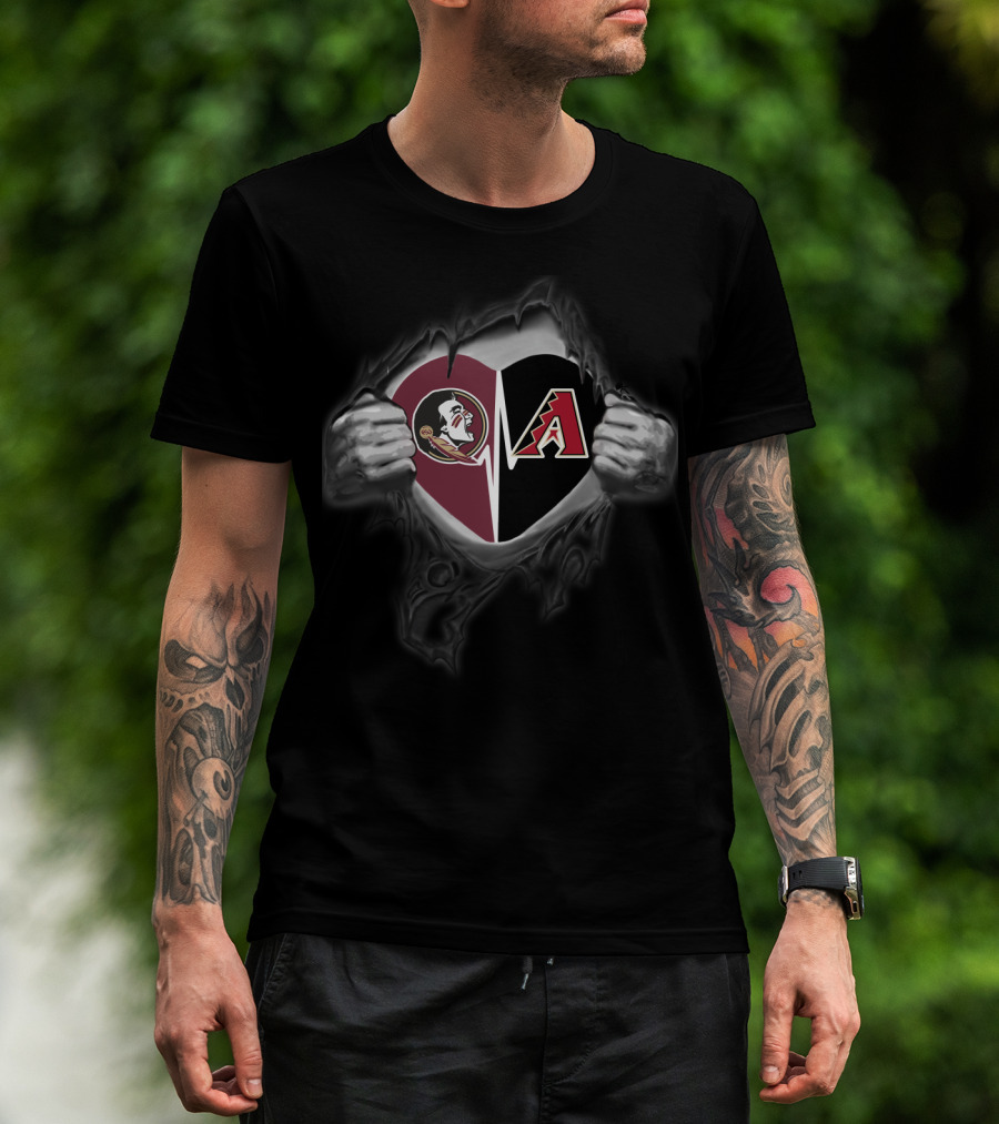 Seminoles Diamondbacks Heart T-Shirt