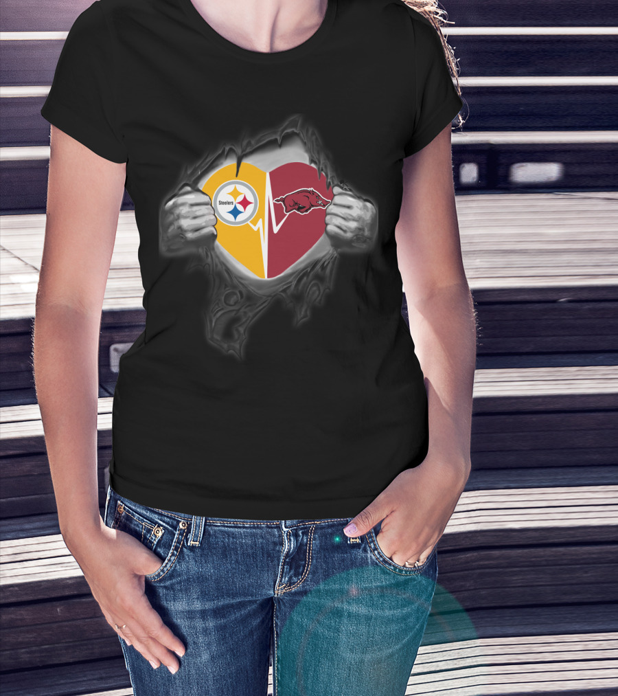 Steelers Heartbeat Arkansas Razorbacks Fusion T-Shirt
