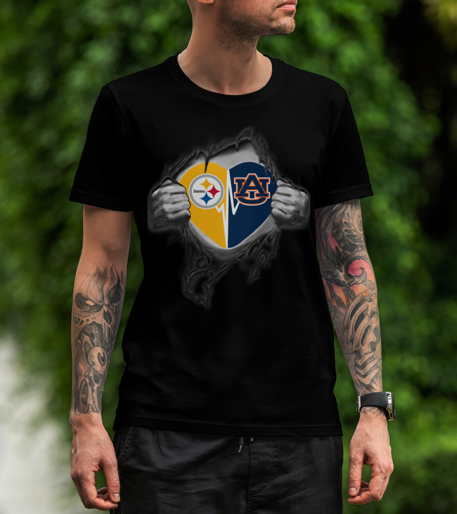 Steelers Auburn Heart Logo Fusion T-Shirt