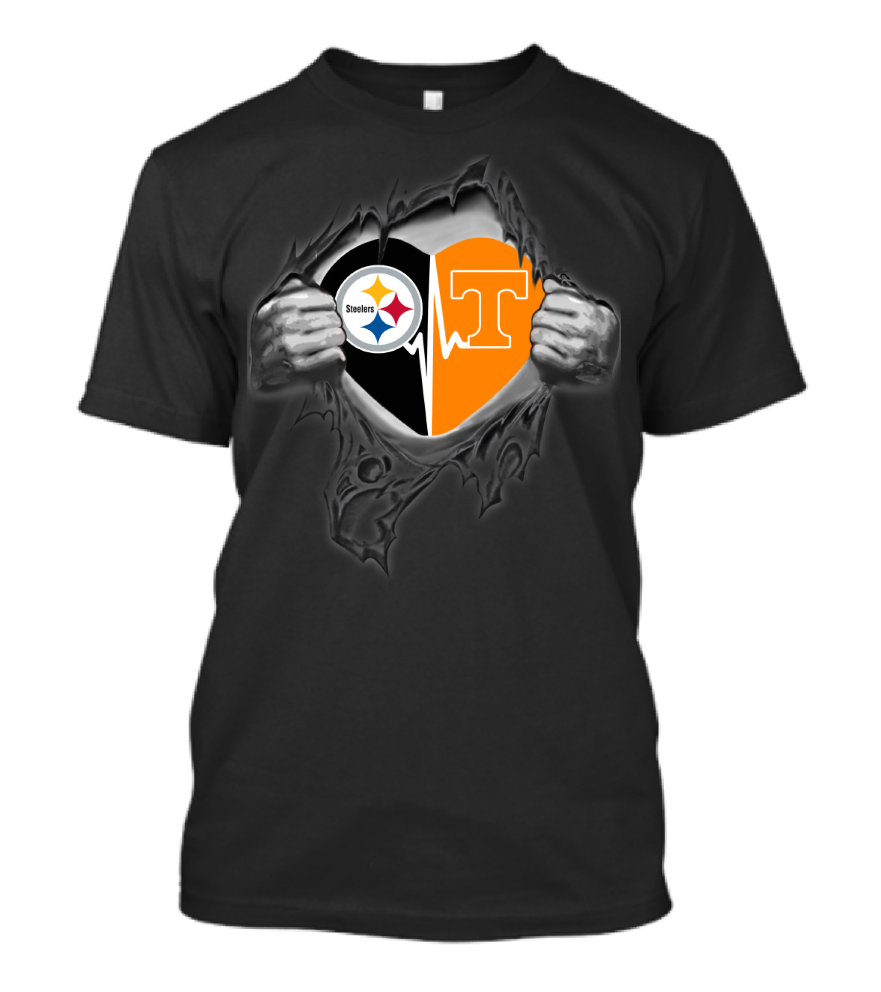Steelers Tennessee Volunteers Heart Logo Fusion T-Shirt