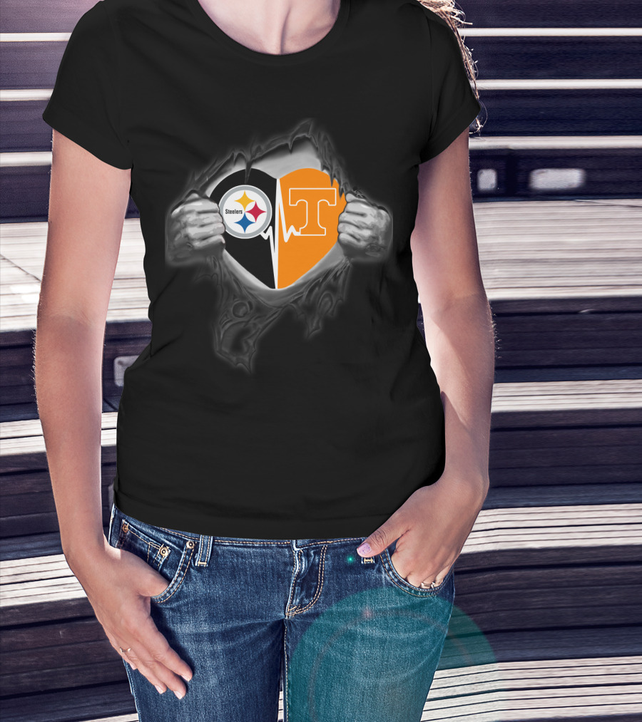 Steelers Tennessee Volunteers Heart Logo Fusion T-Shirt