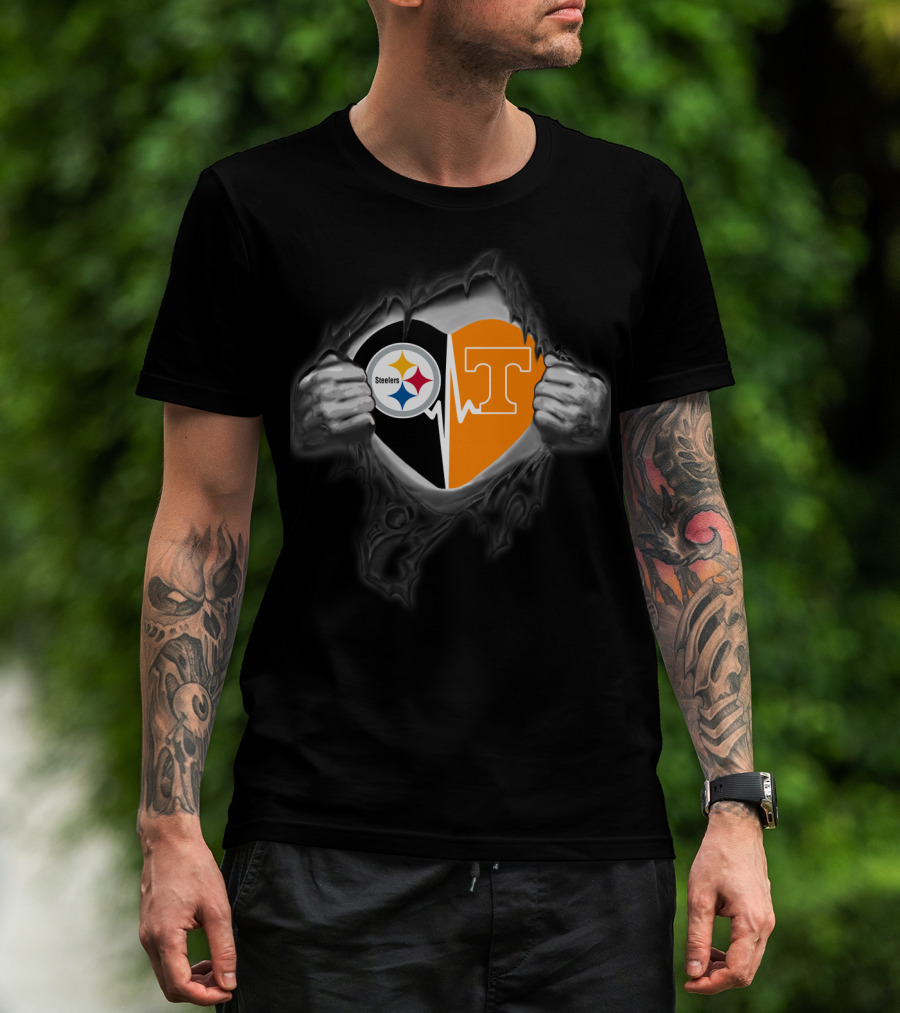 Steelers Tennessee Volunteers Heart Logo Fusion T-Shirt