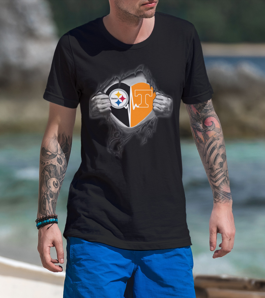 Steelers Tennessee Volunteers Heart Logo Fusion T-Shirt